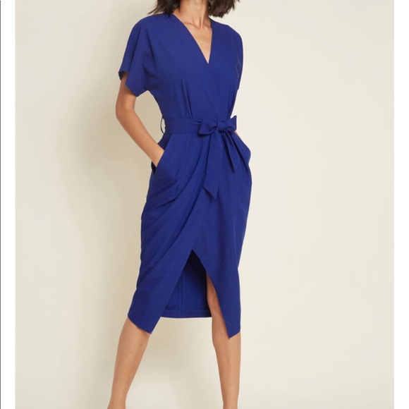 ModCloth Closet Royal Blue Sheath Dress w/ Belt - Picture 3 of 8